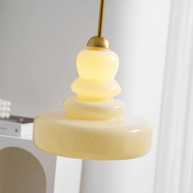 Glazen Hanglamp Industrieel Design Amber & Beige Schoolhouse E26/E27 Fitting Ø30cm voor Woonkamer Keuken Eetkamer | Sansoti