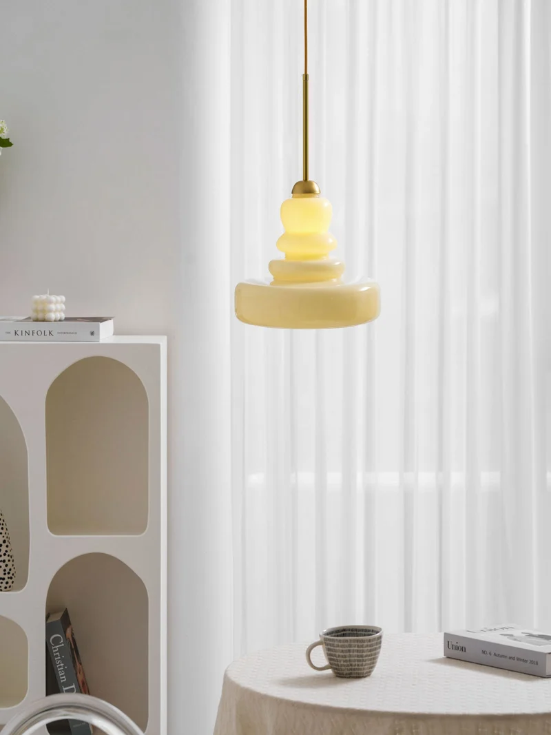 Glazen Hanglamp Industrieel Design Amber & Beige Schoolhouse E26/E27 Fitting Ø30cm voor Woonkamer Keuken Eetkamer | Sansoti