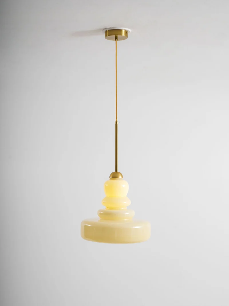 Glazen Hanglamp Industrieel Design Amber & Beige Schoolhouse E26/E27 Fitting Ø30cm voor Woonkamer Keuken Eetkamer | Sansoti