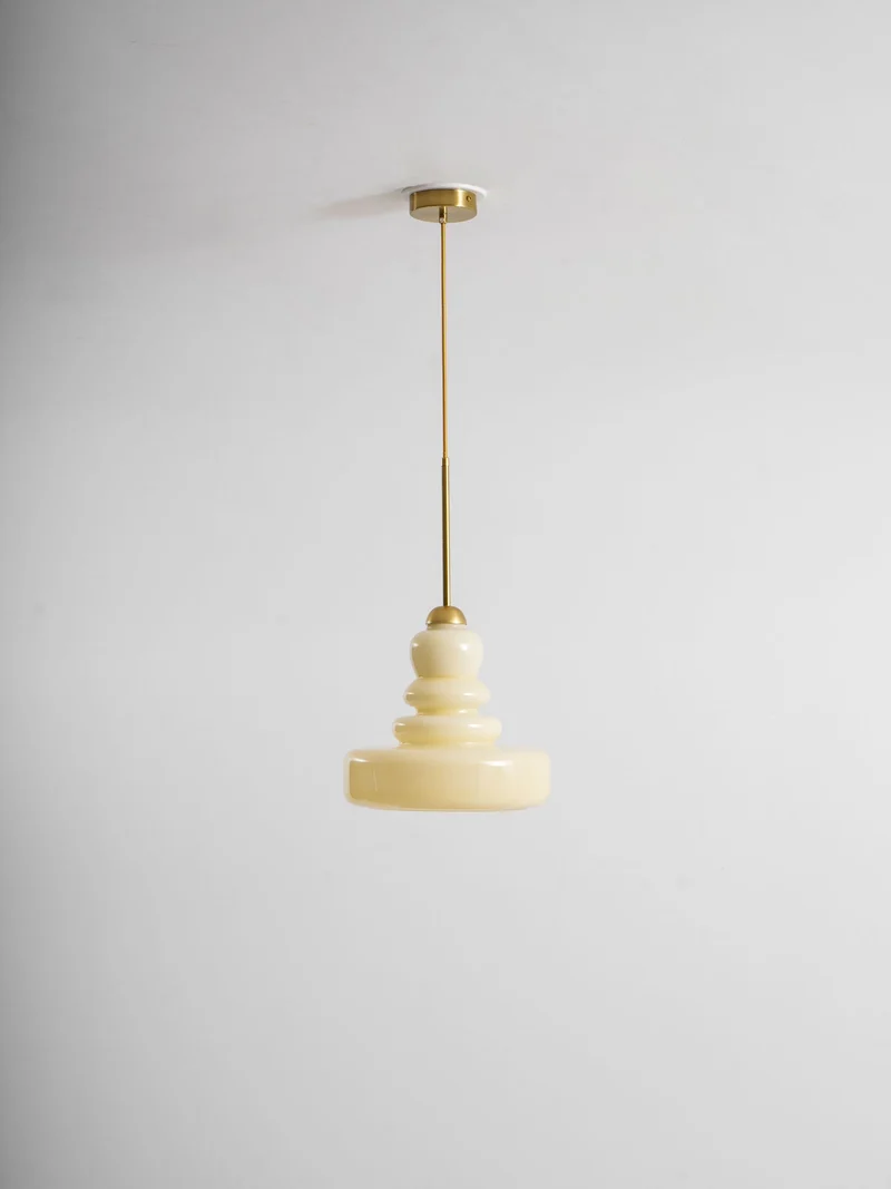 Glazen Hanglamp Industrieel Design Amber & Beige Schoolhouse E26/E27 Fitting Ø30cm voor Woonkamer Keuken Eetkamer | Sansoti