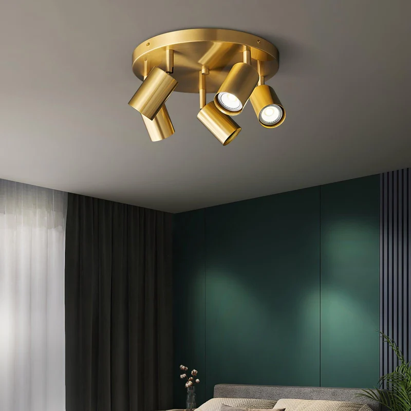 Plafondlamp Metalen Vloerlamp met Messing Afwerking Industriële Kroonluchter 3 of 5 Lichtpunten GU10 Fitting 25W per Lamp Moderne Hanglamp Koperkleur Zwart | Sansoti