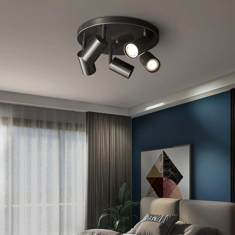 Plafondlamp Metalen Vloerlamp met Messing Afwerking Industriële Kroonluchter 3 of 5 Lichtpunten GU10 Fitting 25W per Lamp Moderne Hanglamp Koperkleur Zwart | Sansoti