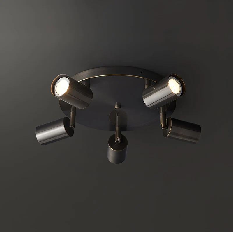 Plafondlamp Metalen Vloerlamp met Messing Afwerking Industriële Kroonluchter 3 of 5 Lichtpunten GU10 Fitting 25W per Lamp Moderne Hanglamp Koperkleur Zwart | Sansoti