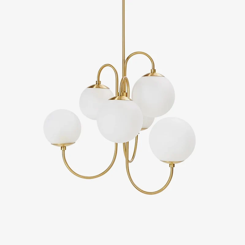 Zwanenhals Kroonluchter Ø76 cm – 8-Lichts Hanglamp met Glazen Bollen Goud/Zwart | Sansoti