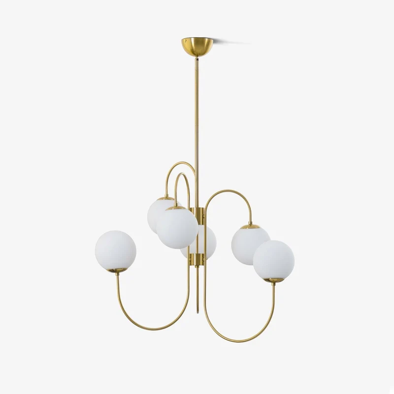 Zwanenhals Kroonluchter Ø76 cm – 8-Lichts Hanglamp met Glazen Bollen Goud/Zwart | Sansoti