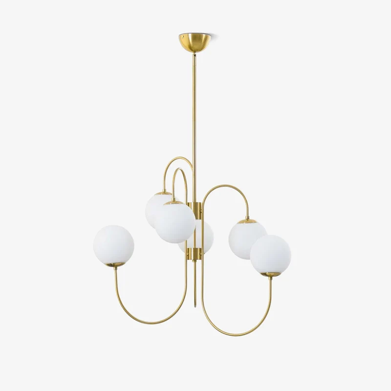Zwanenhals Kroonluchter Ø76 cm – 8-Lichts Hanglamp met Glazen Bollen Goud/Zwart | Sansoti