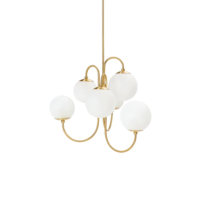 Zwanenhals Kroonluchter Ø76 cm – 8-Lichts Hanglamp met Glazen Bollen Goud/Zwart | Sansoti
