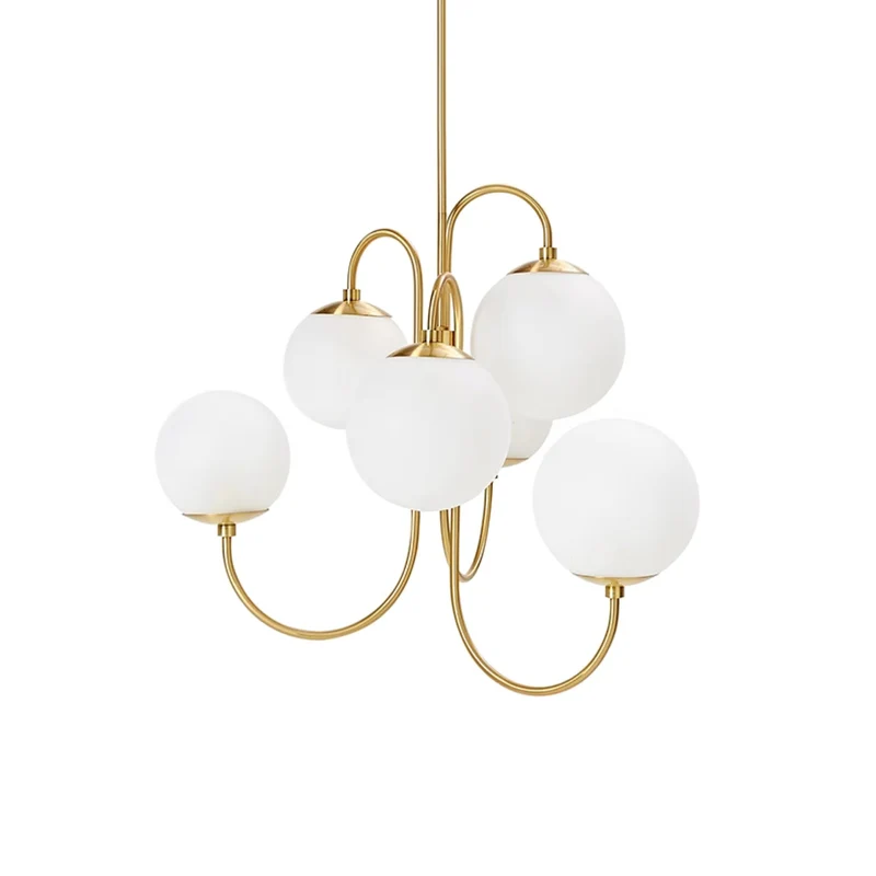 Zwanenhals Kroonluchter Ø76 cm – 8-Lichts Hanglamp met Glazen Bollen Goud/Zwart | Sansoti