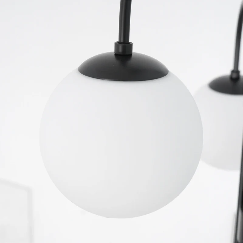 Zwanenhals Kroonluchter Ø76 cm – 8-Lichts Hanglamp met Glazen Bollen Goud/Zwart | Sansoti