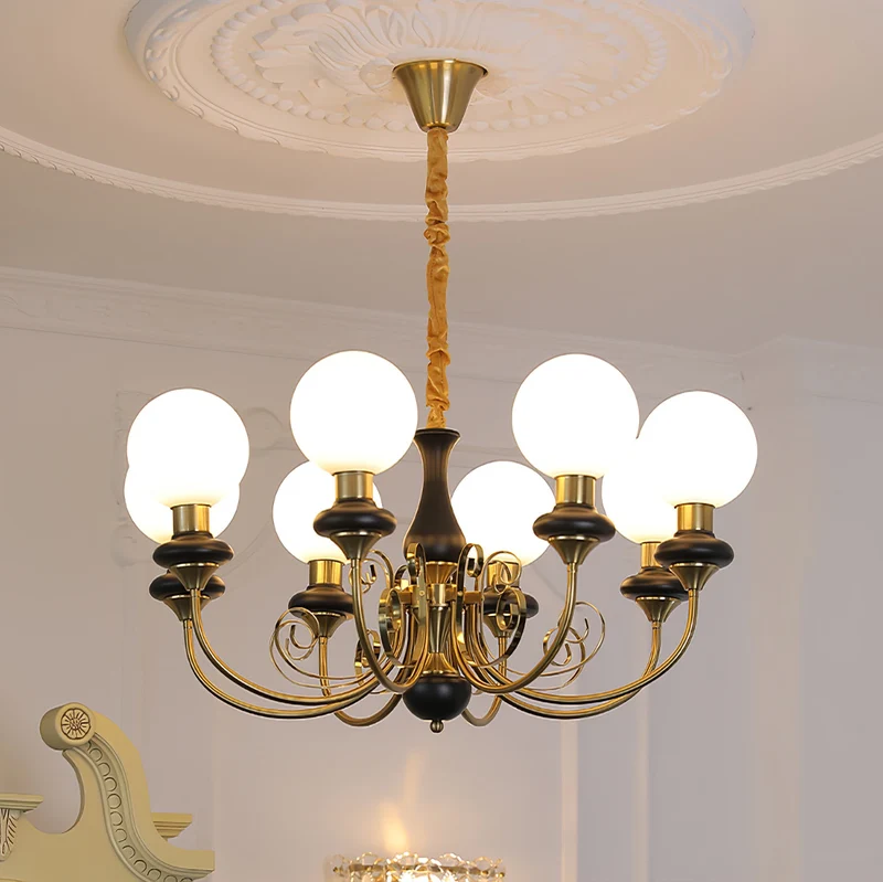Kroonluchter met Groene Glazen Kappen en Gouden of Zwarte Afwerking – Luxe Hanglamp in 3, 5 of 8 Lichtpunten | Sansoti