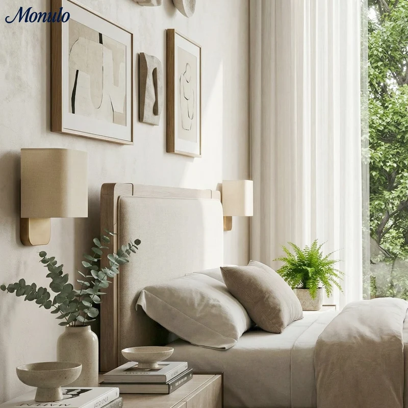 Stoffen Wandlamp met Metalen Fitting voor Leeslicht Slaapkamer | Sansoti