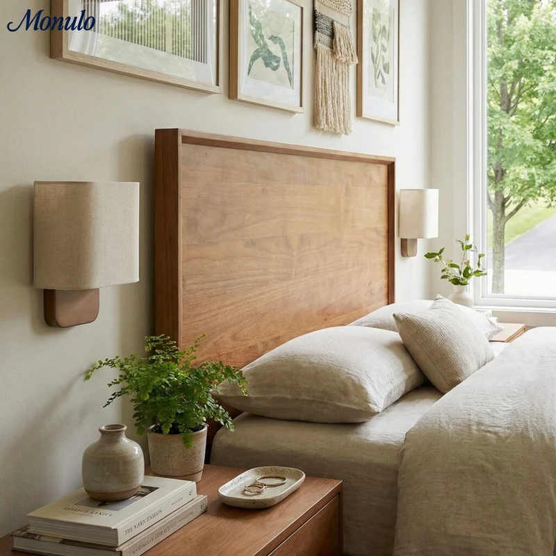 Stoffen Wandlamp met Metalen Fitting voor Leeslicht Slaapkamer | Sansoti