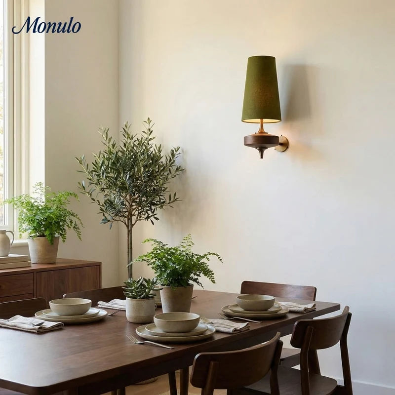 Retro Wandlamp met Stoffen Kap – Vintage Verlichting voor Slaapkamer | Sansoti