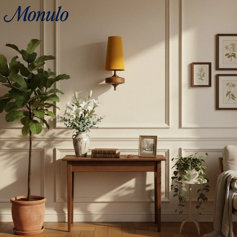 Retro Wandlamp met Stoffen Kap – Vintage Verlichting voor Slaapkamer | Sansoti