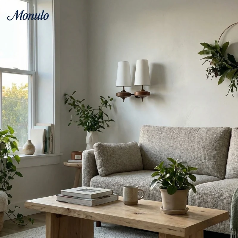 Retro Wandlamp met Stoffen Kap – Vintage Verlichting voor Slaapkamer | Sansoti