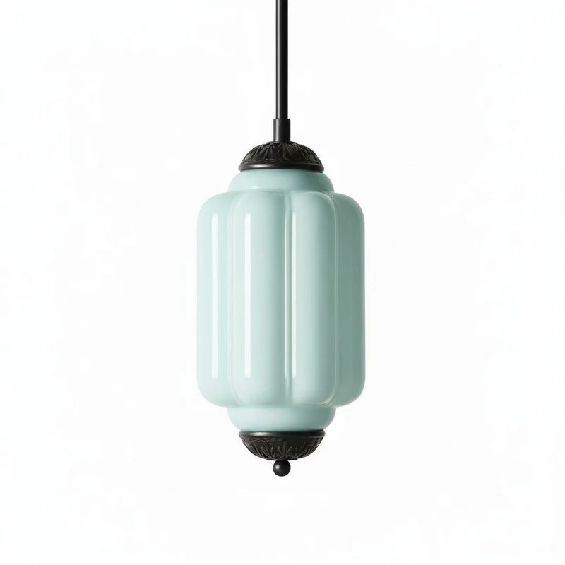 Vintage Melkglazen Hanglamp met Gegolfde Rand – Scandinavische Sfeerverlichting voor Keuken en Slaapkamer | Sansoti