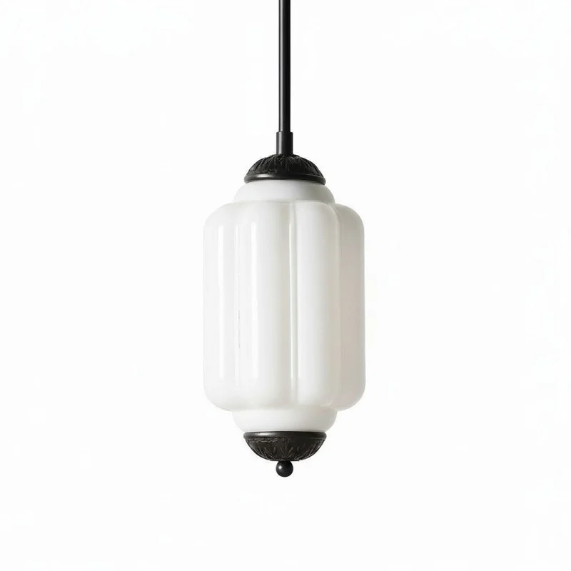 Vintage Melkglazen Hanglamp met Gegolfde Rand – Scandinavische Sfeerverlichting voor Keuken en Slaapkamer | Sansoti