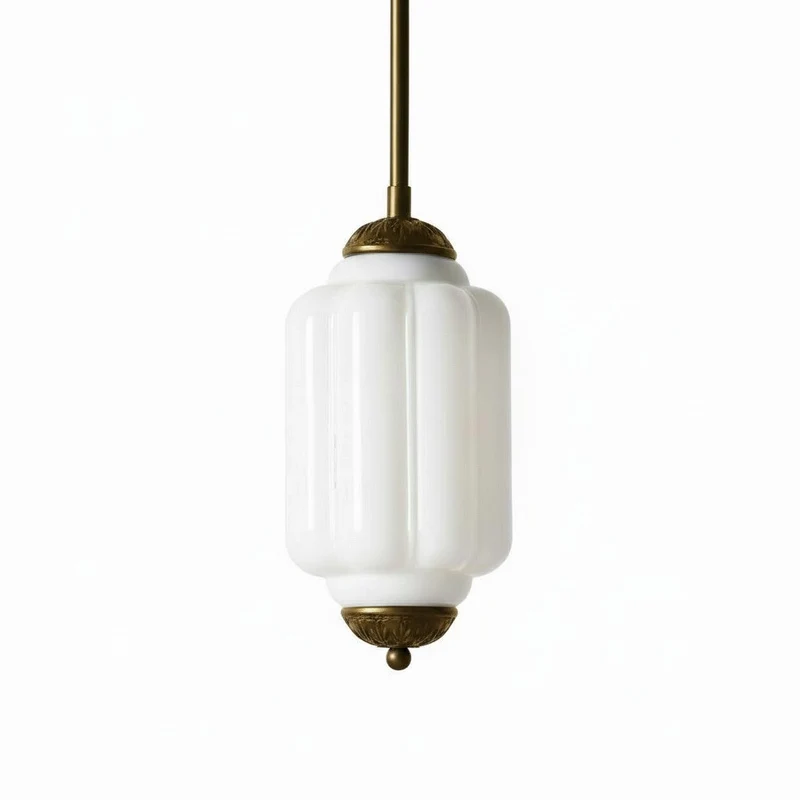 Vintage Melkglazen Hanglamp met Gegolfde Rand – Scandinavische Sfeerverlichting voor Keuken en Slaapkamer | Sansoti