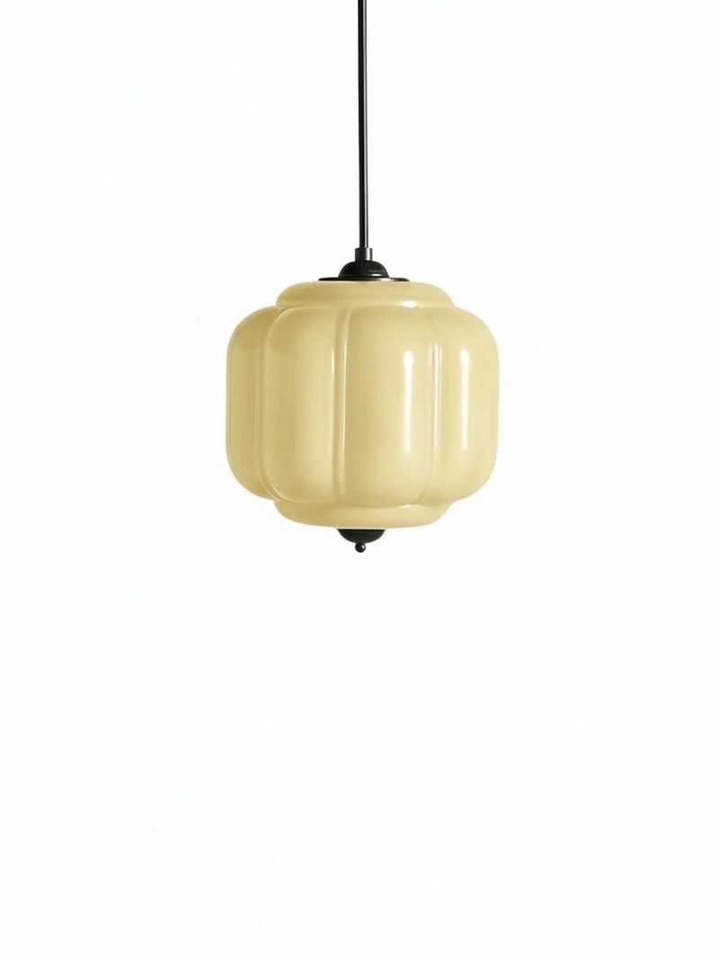 Vintage Melkglazen Hanglamp met Gegolfde Rand – Scandinavische Sfeerverlichting voor Keuken en Slaapkamer | Sansoti