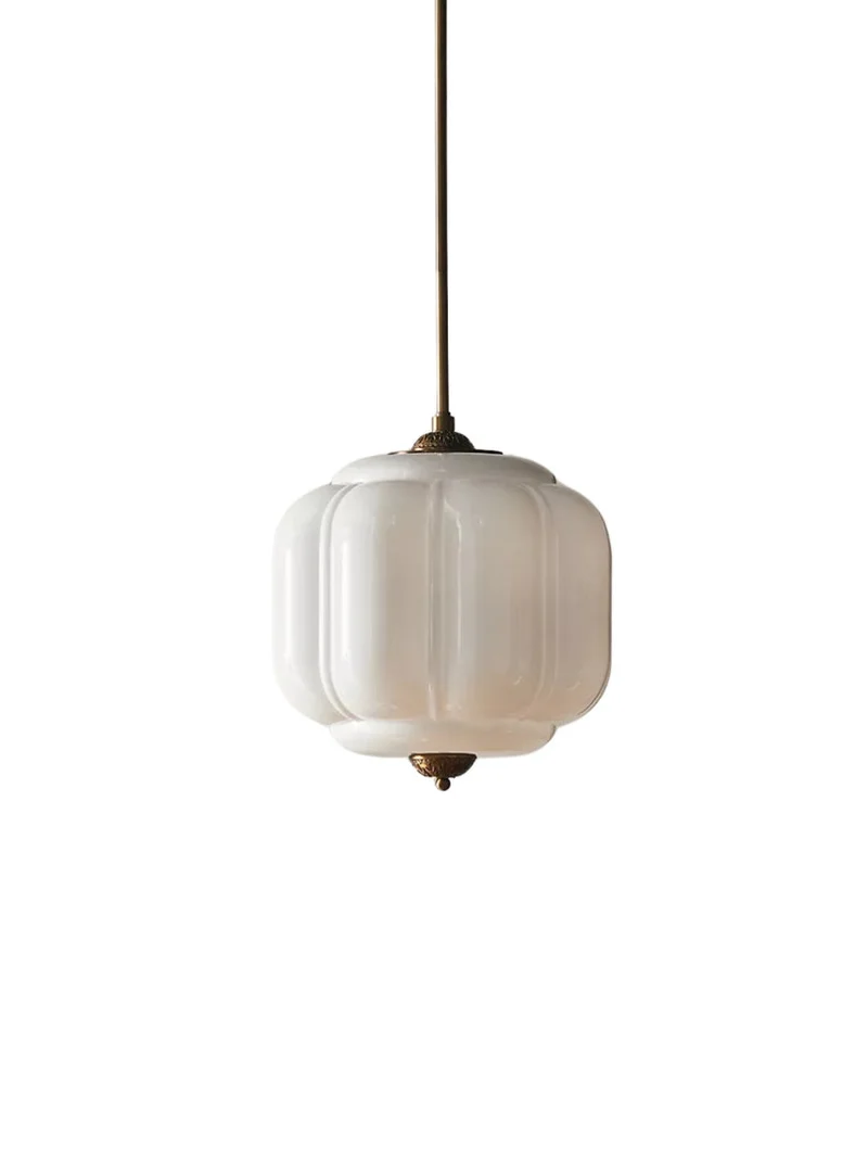 Vintage Melkglazen Hanglamp met Gegolfde Rand – Scandinavische Sfeerverlichting voor Keuken en Slaapkamer | Sansoti