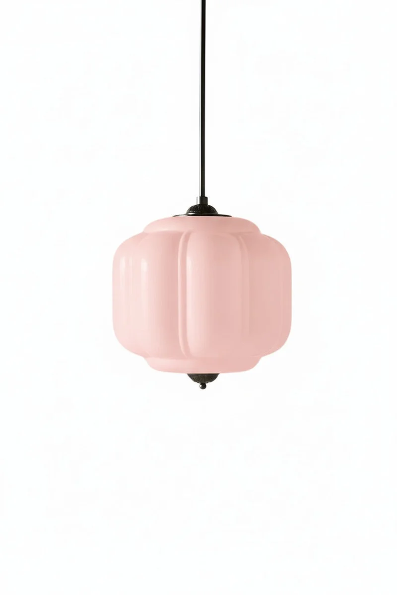 Vintage Melkglazen Hanglamp met Gegolfde Rand – Scandinavische Sfeerverlichting voor Keuken en Slaapkamer | Sansoti