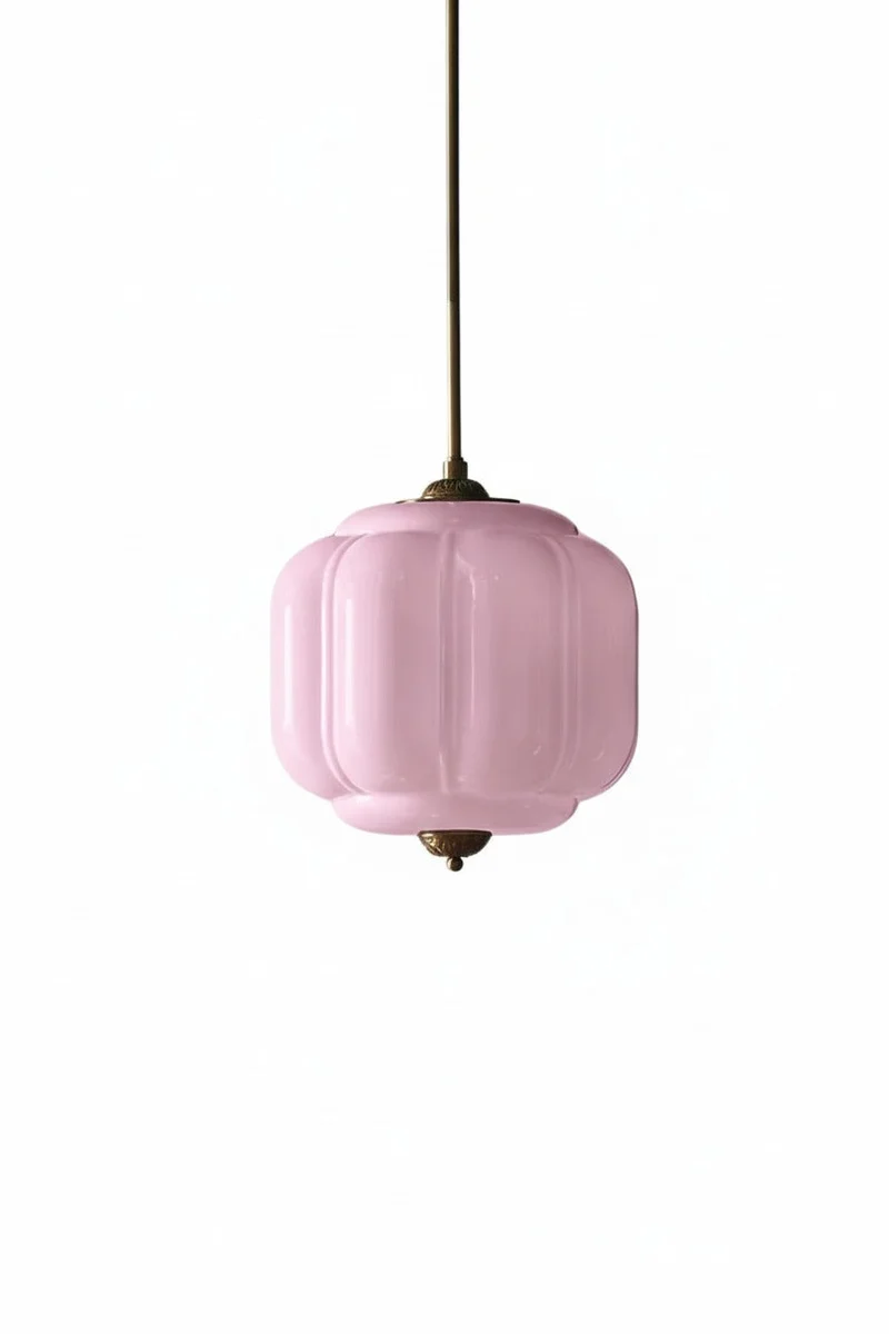 Vintage Melkglazen Hanglamp met Gegolfde Rand – Scandinavische Sfeerverlichting voor Keuken en Slaapkamer | Sansoti