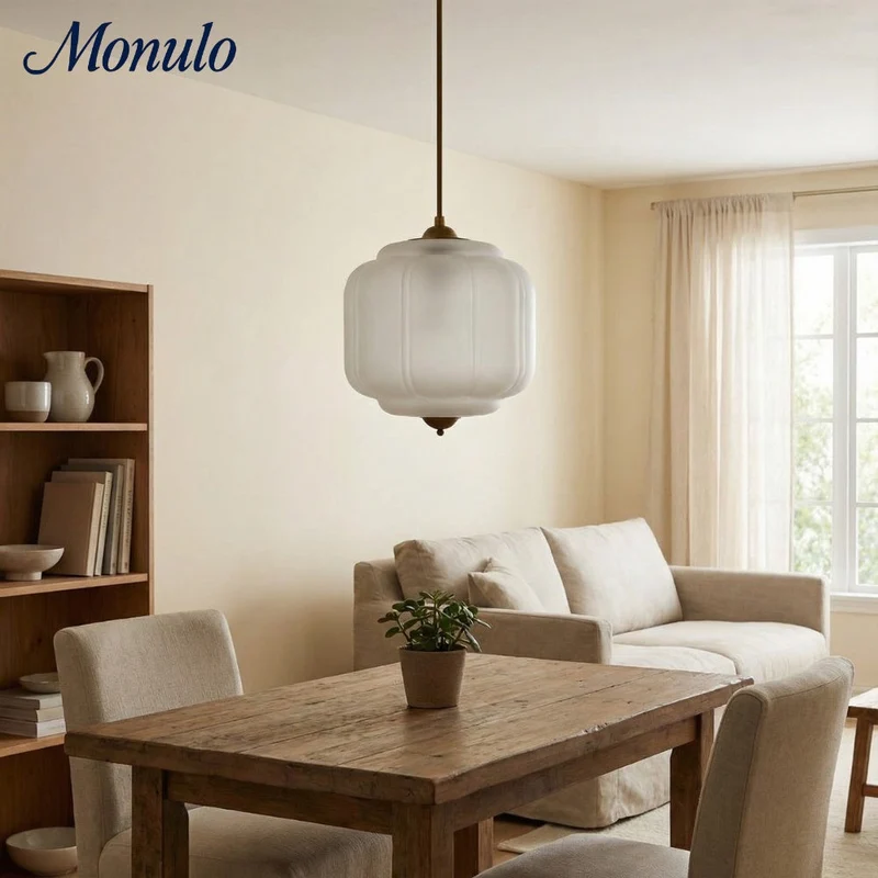 Vintage Melkglazen Hanglamp met Gegolfde Rand – Scandinavische Sfeerverlichting voor Keuken en Slaapkamer | Sansoti