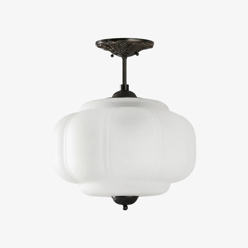 Vintage Melkglazen Hanglamp met Gegolfde Rand – Scandinavische Sfeerverlichting voor Keuken en Slaapkamer | Sansoti