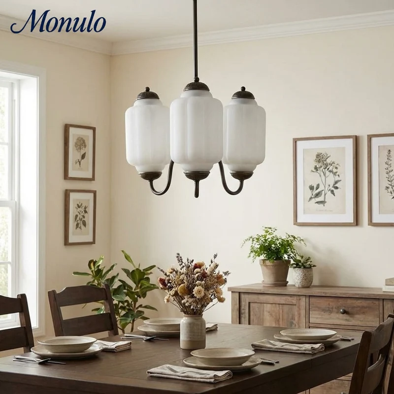 Vintage Melkglazen Hanglamp met Gegolfde Rand – Scandinavische Sfeerverlichting voor Keuken en Slaapkamer | Sansoti