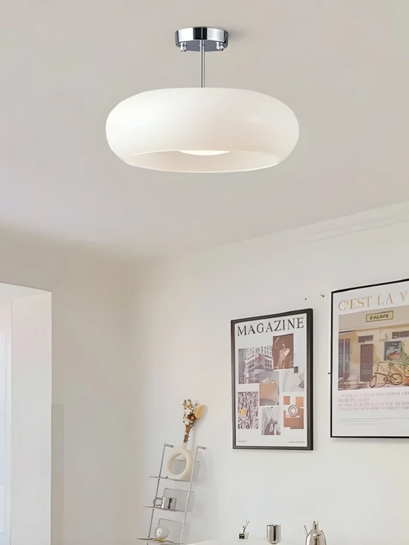 Plafondlamp Glazen Schijf Bauhaus Design Messing of Chroom Oranjegeel of Wit Glas Retro Stijlvolle Verlichting | Sansoti