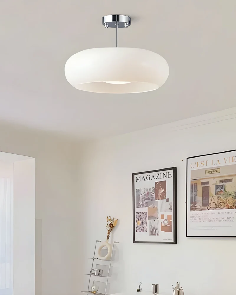 Plafondlamp Glazen Schijf Bauhaus Design Messing of Chroom Oranjegeel of Wit Glas Retro Stijlvolle Verlichting | Sansoti