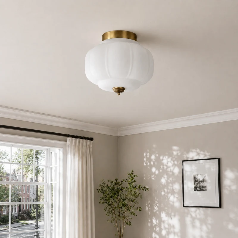 Plafondlamp Melkglas Glazen Kap Moderne Verlichting Scandinavische Stijl Woonkamer Eetkamer Slaapkamer Flush Mount | Sansoti