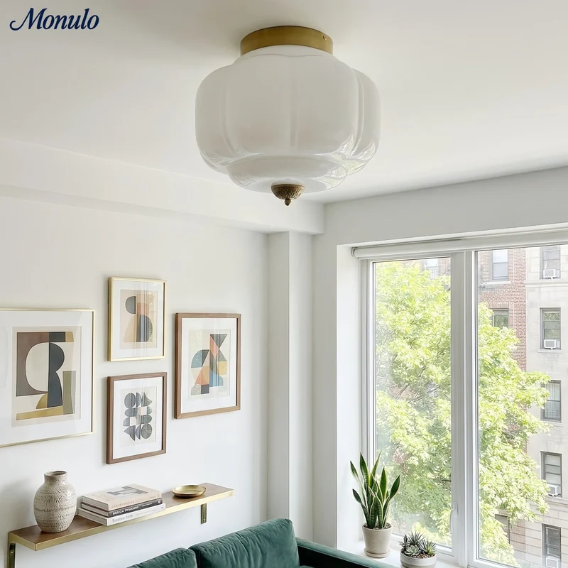 Plafondlamp Melkglas Glazen Kap Moderne Verlichting Scandinavische Stijl Woonkamer Eetkamer Slaapkamer Flush Mount | Sansoti