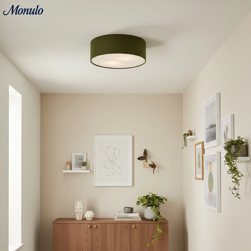 Plafondlamp met Linnen Kap – Drumvorm Ø30/45cm – Modern Scandinavisch Design – Elegante Verlichting Woonkamer Slaapkamer Eetkamer | Sansoti