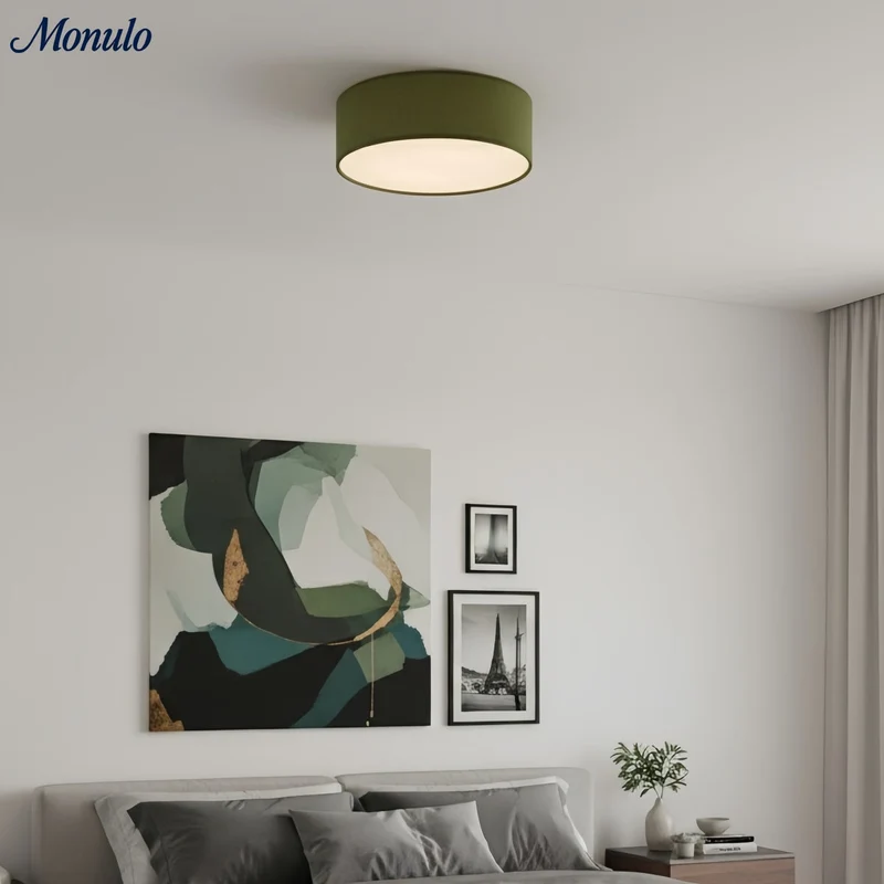 Plafondlamp met Linnen Kap – Drumvorm Ø30/45cm – Modern Scandinavisch Design – Elegante Verlichting Woonkamer Slaapkamer Eetkamer | Sansoti
