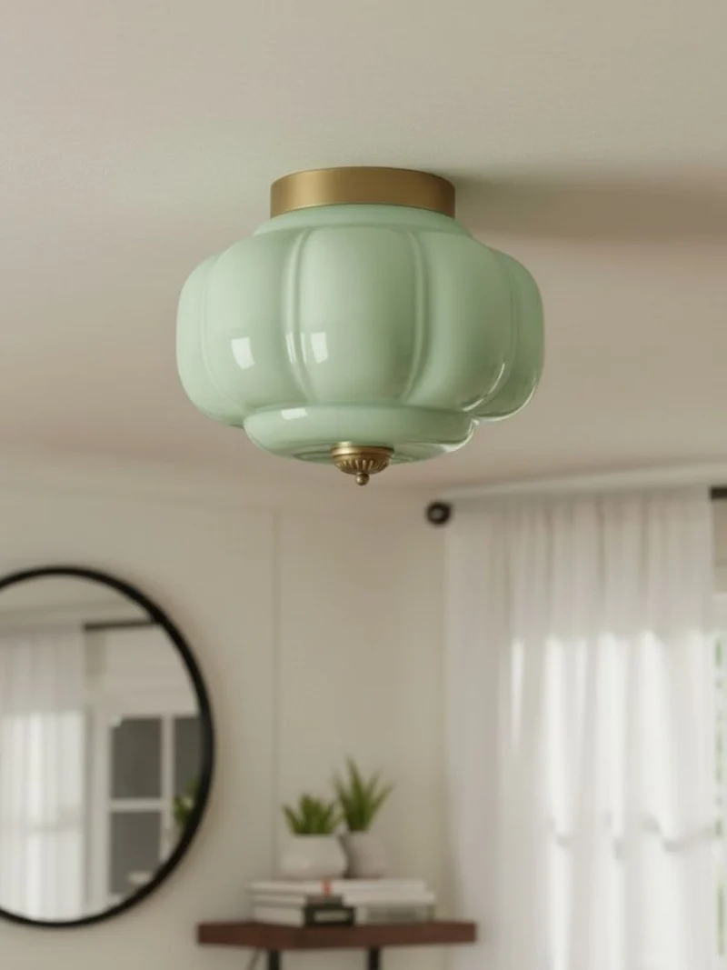 Retro Plafondlamp met Melkglazen Kap – Verfijnde Semi-Flush Mount Verlichting voor Moderne Interieurs | Sansoti