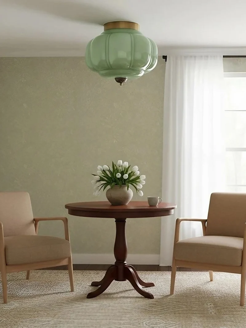 Retro Plafondlamp met Melkglazen Kap – Verfijnde Semi-Flush Mount Verlichting voor Moderne Interieurs | Sansoti