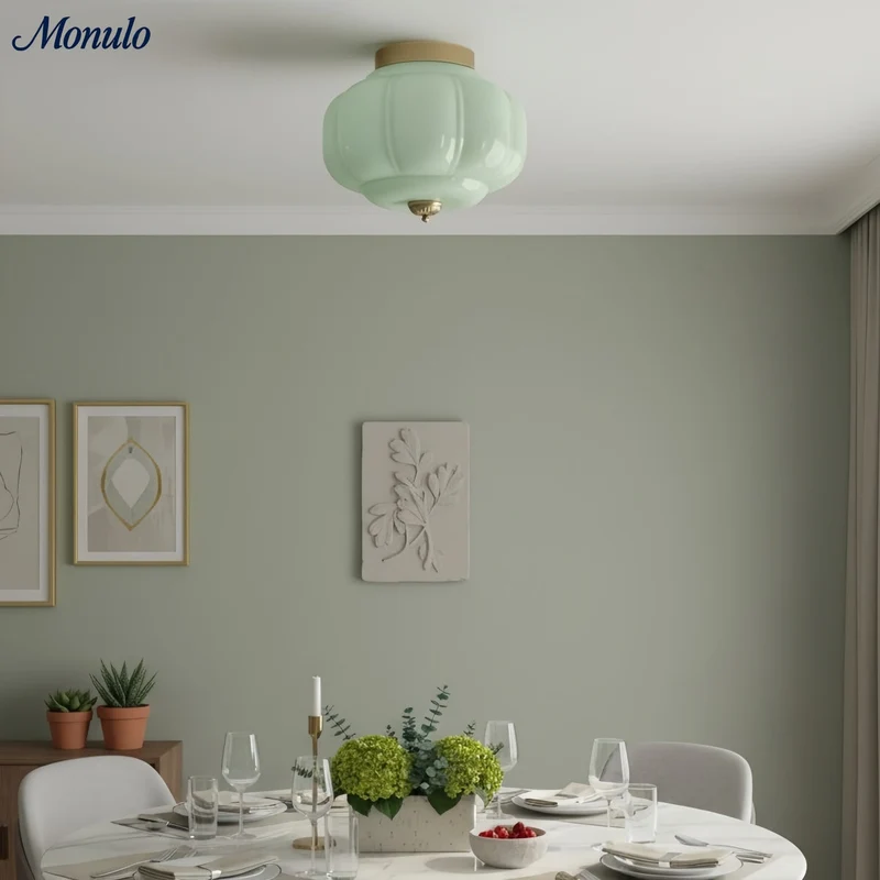 Retro Plafondlamp met Melkglazen Kap – Verfijnde Semi-Flush Mount Verlichting voor Moderne Interieurs | Sansoti