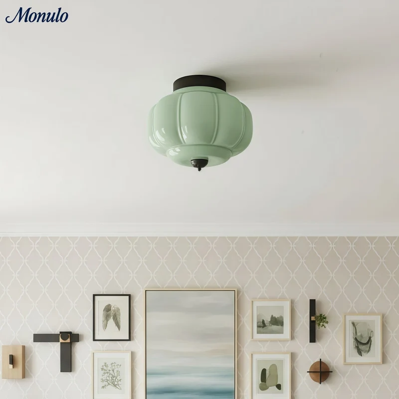 Retro Plafondlamp met Melkglazen Kap – Verfijnde Semi-Flush Mount Verlichting voor Moderne Interieurs | Sansoti