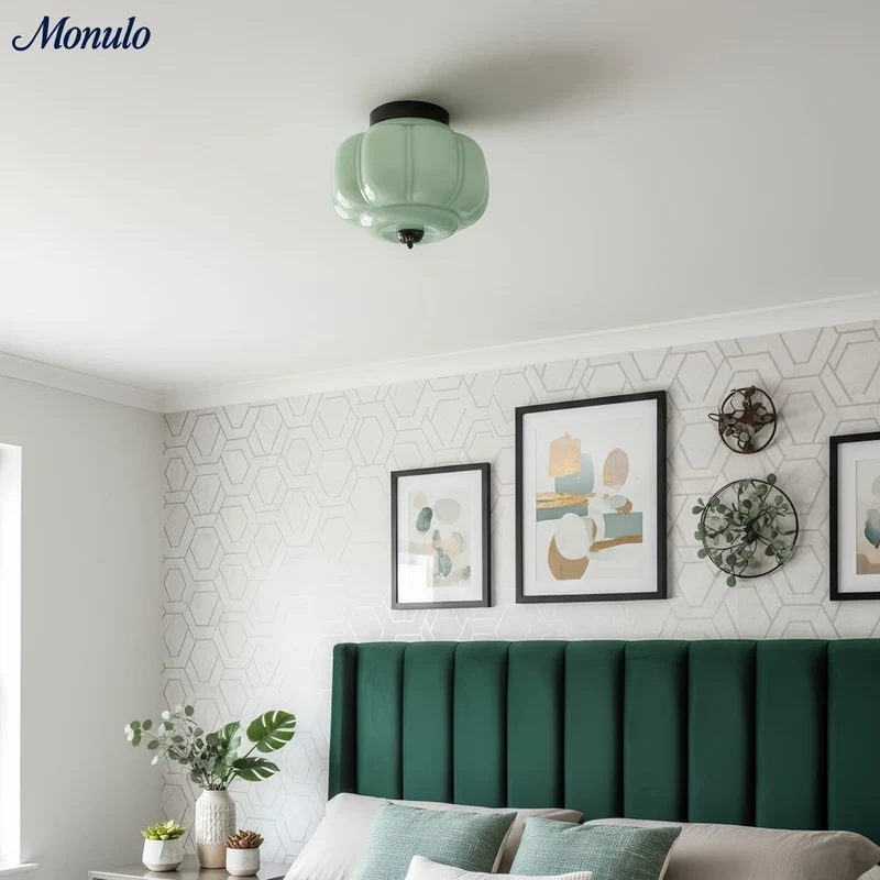 Retro Plafondlamp met Melkglazen Kap – Verfijnde Semi-Flush Mount Verlichting voor Moderne Interieurs | Sansoti