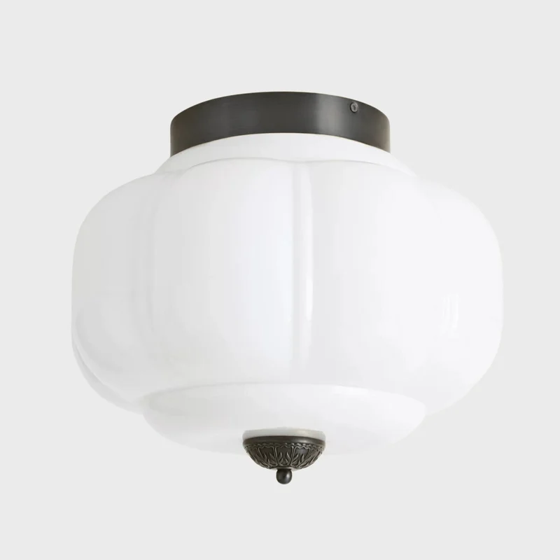 Retro Plafondlamp met Melkglazen Kap – Verfijnde Semi-Flush Mount Verlichting voor Moderne Interieurs | Sansoti
