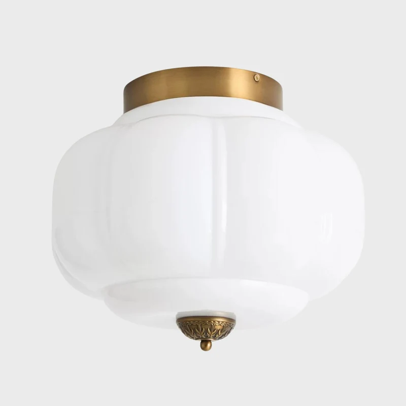 Retro Plafondlamp met Melkglazen Kap – Verfijnde Semi-Flush Mount Verlichting voor Moderne Interieurs | Sansoti