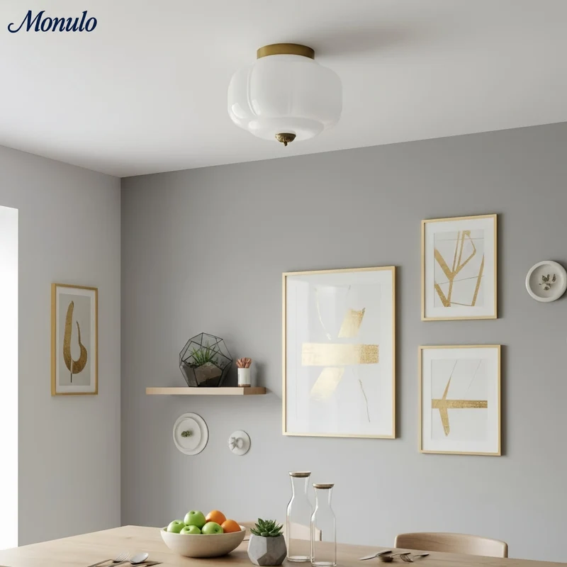 Retro Plafondlamp met Melkglazen Kap – Verfijnde Semi-Flush Mount Verlichting voor Moderne Interieurs | Sansoti