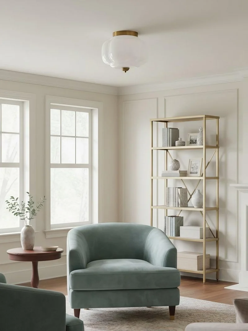 Retro Plafondlamp met Melkglazen Kap – Verfijnde Semi-Flush Mount Verlichting voor Moderne Interieurs | Sansoti