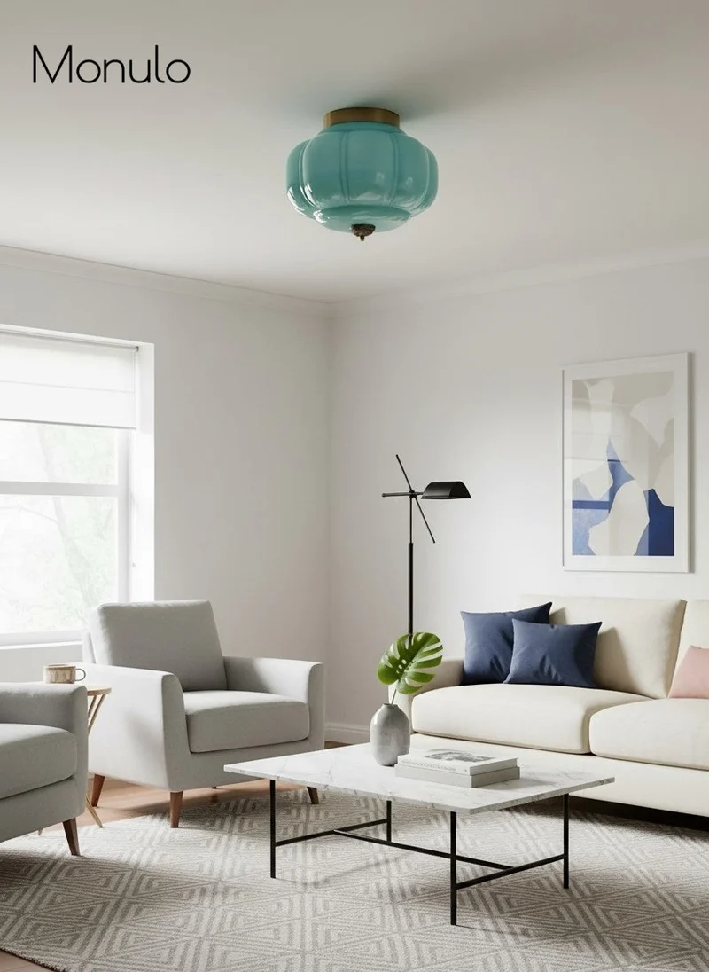 Retro Plafondlamp met Melkglazen Kap – Verfijnde Semi-Flush Mount Verlichting voor Moderne Interieurs | Sansoti