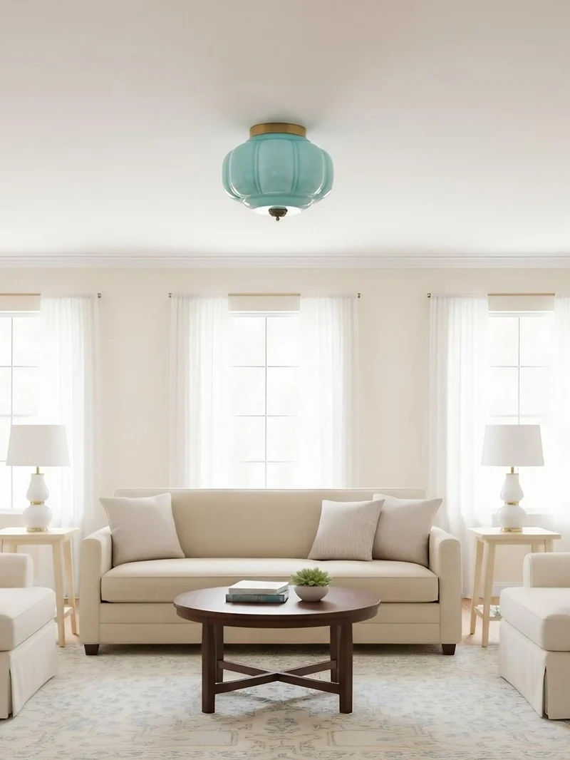 Retro Plafondlamp met Melkglazen Kap – Verfijnde Semi-Flush Mount Verlichting voor Moderne Interieurs | Sansoti