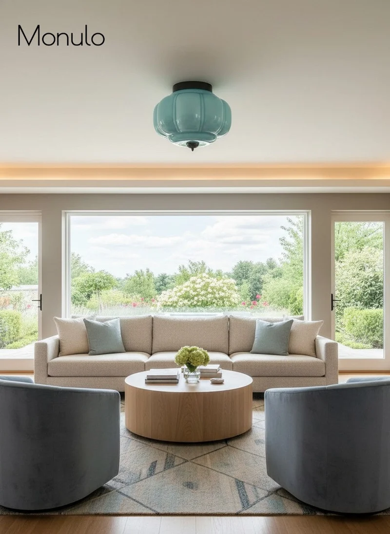 Retro Plafondlamp met Melkglazen Kap – Verfijnde Semi-Flush Mount Verlichting voor Moderne Interieurs | Sansoti