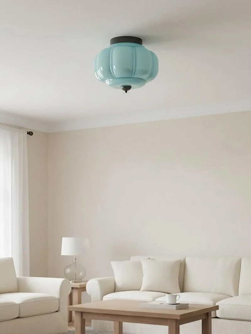 Retro Plafondlamp met Melkglazen Kap – Verfijnde Semi-Flush Mount Verlichting voor Moderne Interieurs | Sansoti