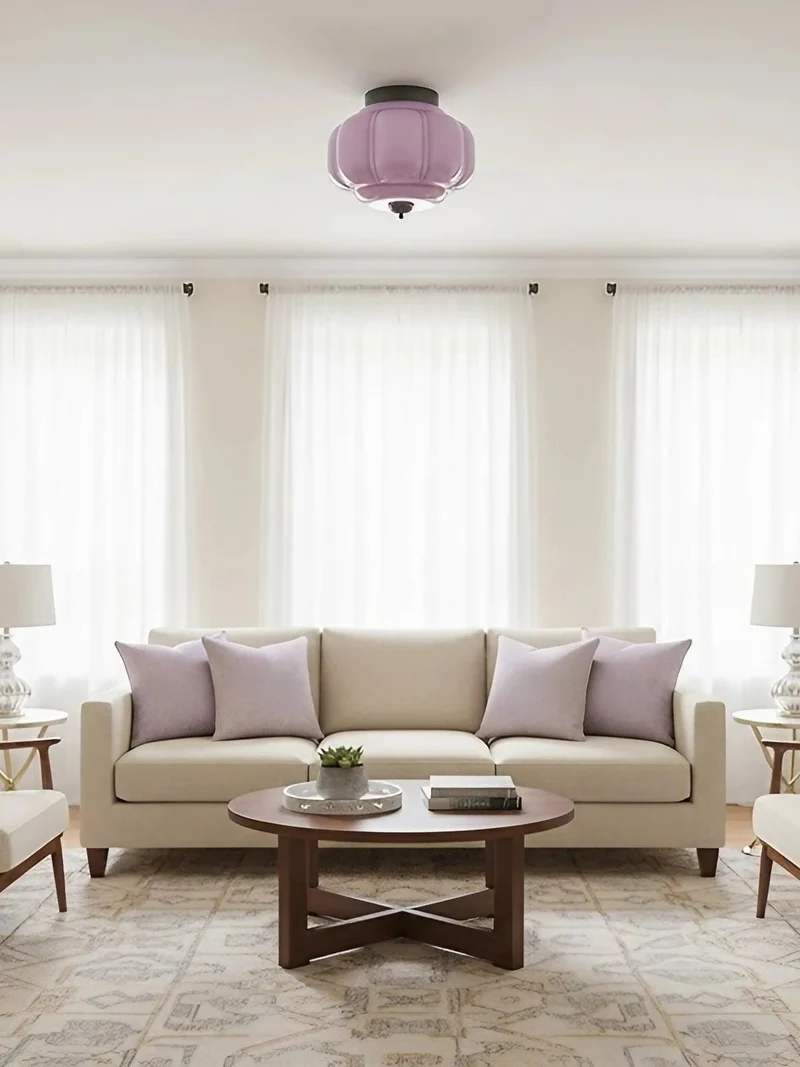 Retro Plafondlamp met Melkglazen Kap – Verfijnde Semi-Flush Mount Verlichting voor Moderne Interieurs | Sansoti