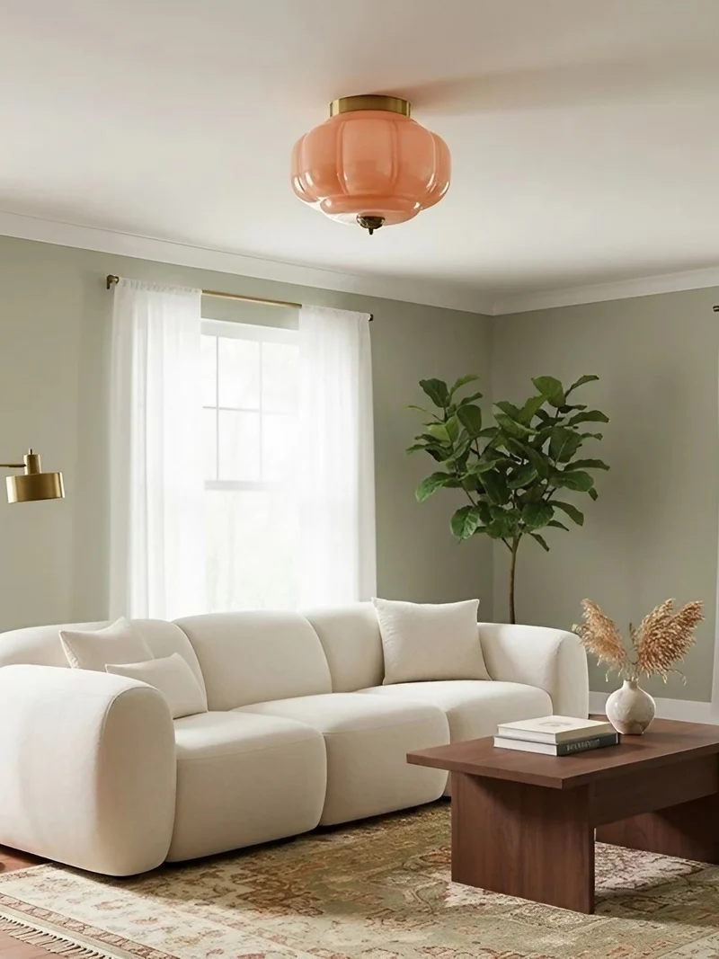 Retro Plafondlamp met Melkglazen Kap – Verfijnde Semi-Flush Mount Verlichting voor Moderne Interieurs | Sansoti
